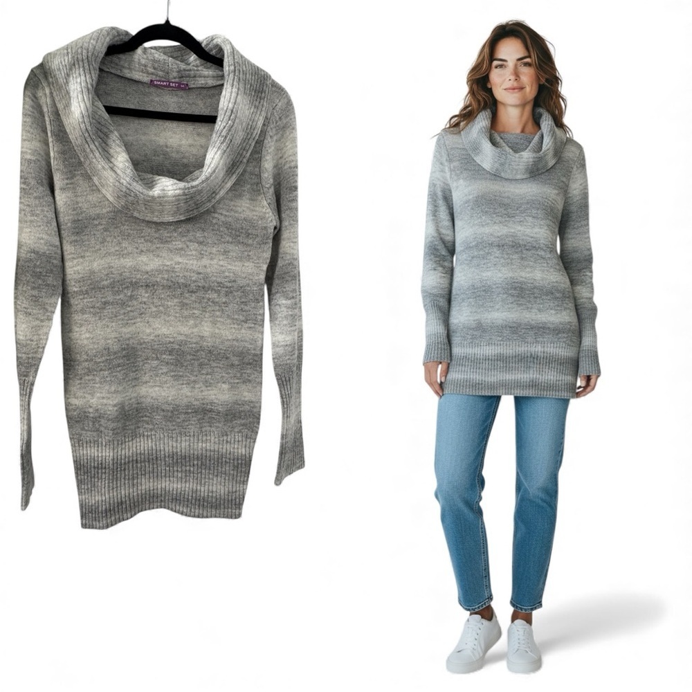 Smart Set Heathered Gray Cowl Neck Sweater